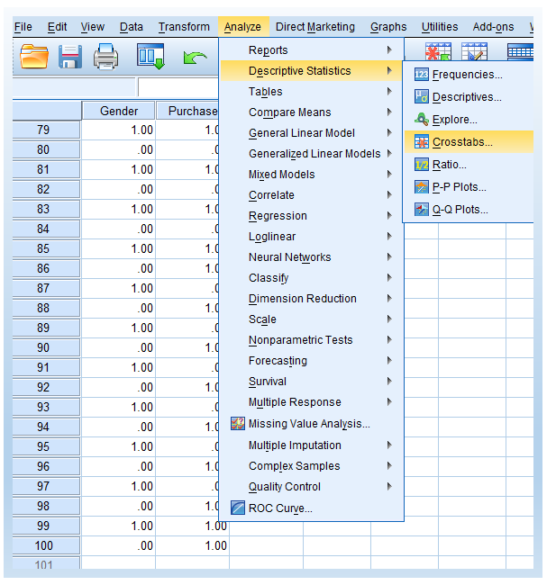 Chi-square Independence Test in SPSS_step_1_ Crosstabs
