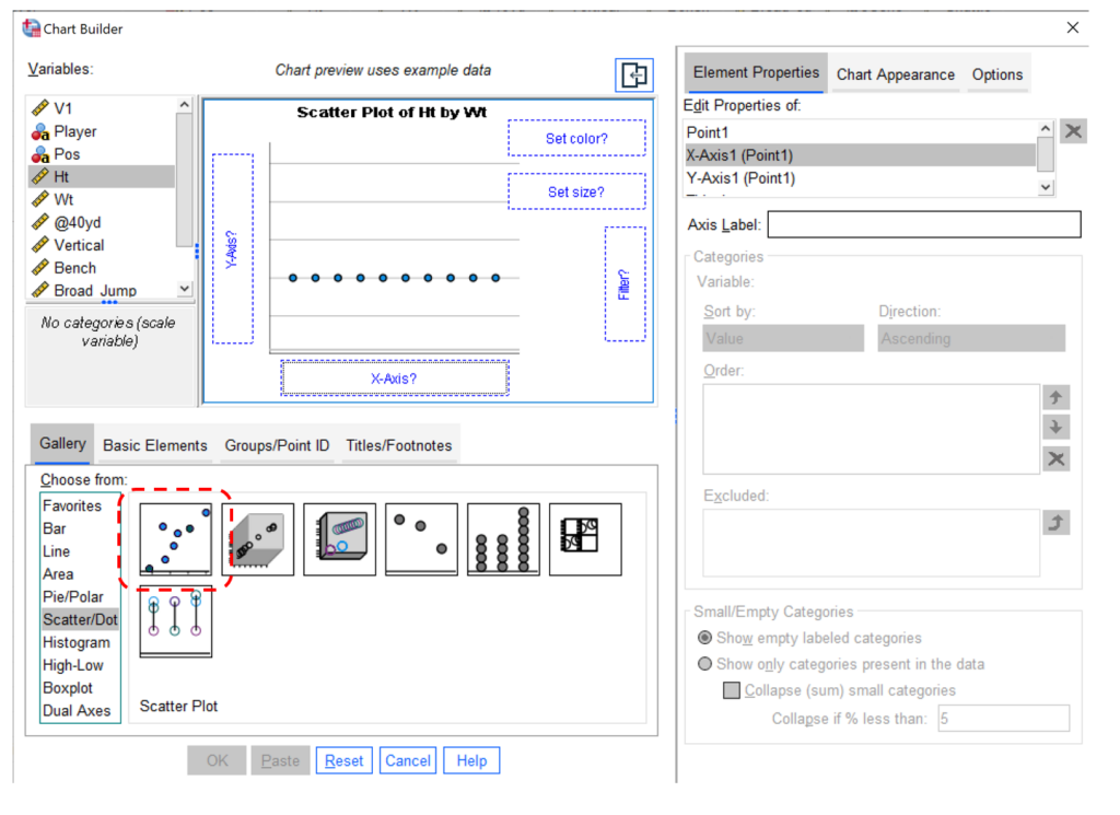 Scatter Plots in SPSS: Select scatter plot icon