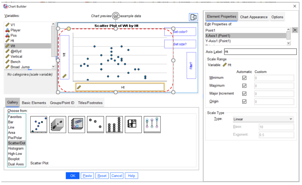 Add selected variables into x-axis and y-axis