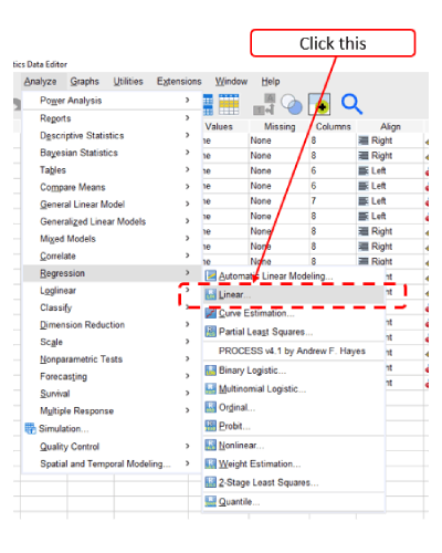 Select Linear in SPSS for Interaction between Categorical and Continuous Variables in SPSS