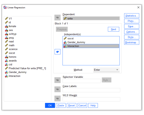 Interaction between Categorical and Continuous Variables in SPSS