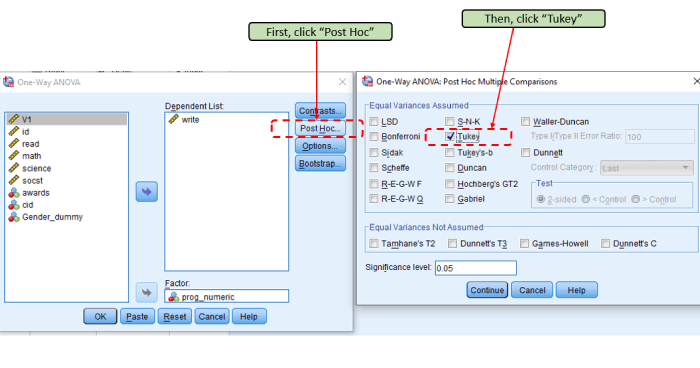 Post Hoc test (Tukey) in SPSS for one-way ANOVA