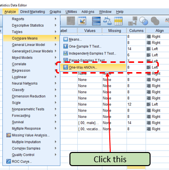 Click "One-Way ANOVA" for One-Way ANOVA in SPSS