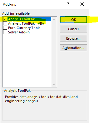 Step 5 of solving data analysis not show up in Excel