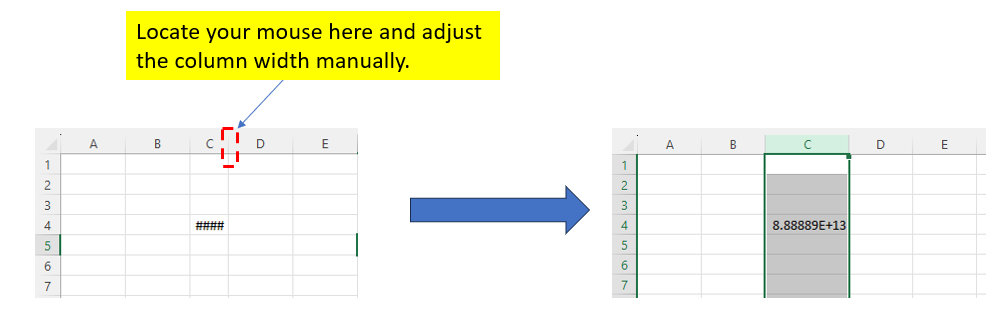 Method 2: manually adjust column width to remove #### in Excel