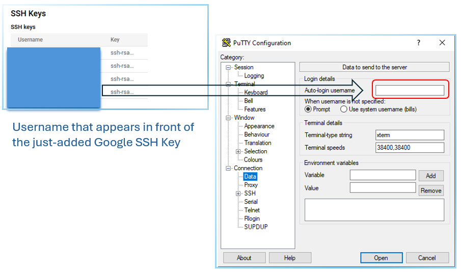 phpMyAdmin for WordPress on Google Cloud - Add username into PuTTY