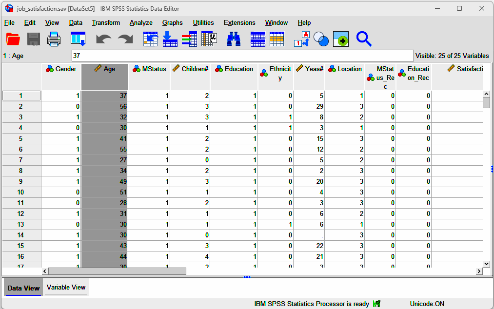 SPSS: Data View vs. Variable View